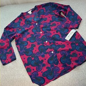 Vintage Etienne Shirt Dress Lingerie Medium Paisley Button Grunge Mod Longline